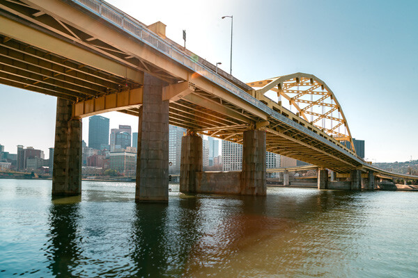 Steel Bridge in Pittsburgh over river