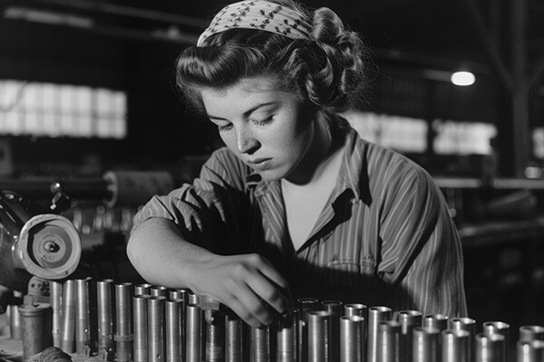 Woman working in steel mill in WW2